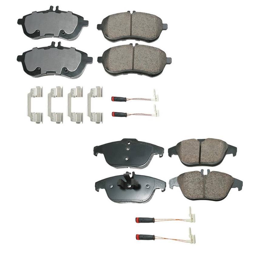 Mercedes Disc Brake Pad Set Kit - Front and Rear (Ceramic) (EURO) 0074208520 - Akebono Euro Ultra-Premium 4096968KIT